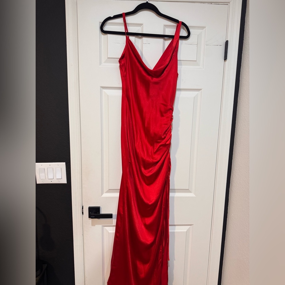 Club L London Striking Red Cowl Neck Dress
